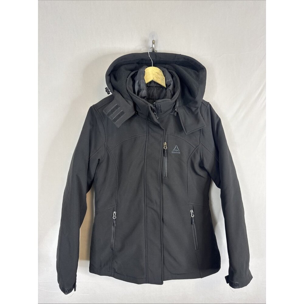 Reebok 3-in-1 Hooded Softshell Jacket Womens Small Black Insulated Coat